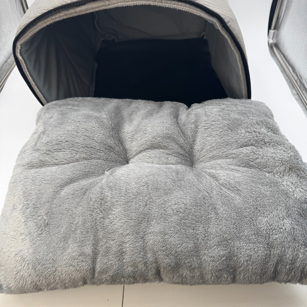 Gray Plush Tunnel Cat Bed with Removable Cushion - Picture 5 of 15